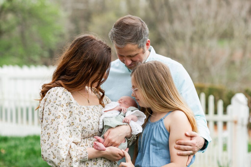 Floral Newborn Family Session with Three Little Girls, Colonial Williamsburg, Diana Gordon Photography
